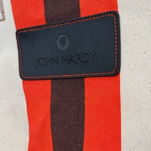 John Hardy Canvas Tote in Red and Brown Stripe